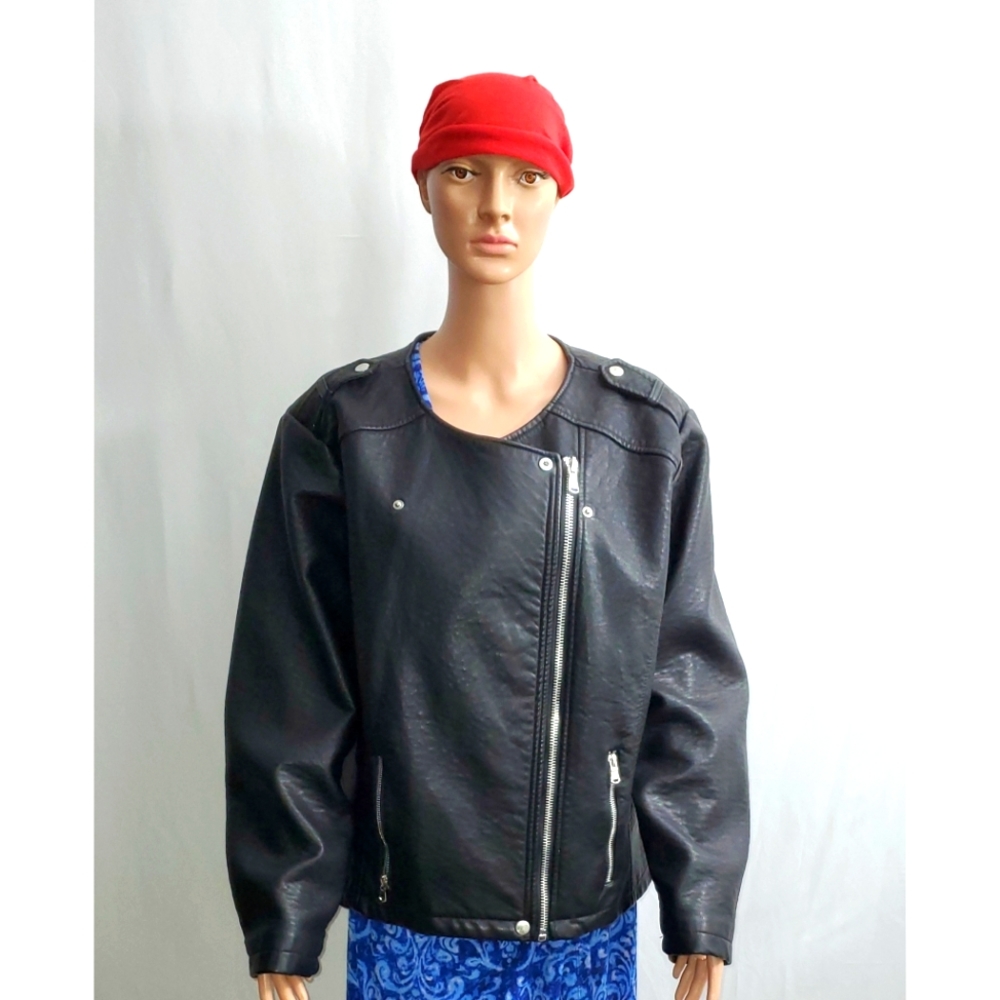 Ashley Stewart's Moto Black Faux leather Women's Jacket.